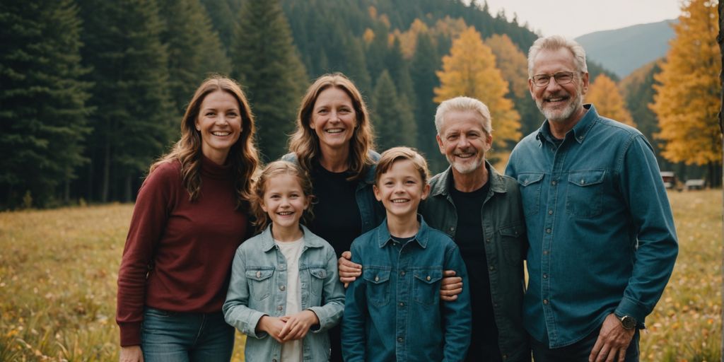 Happy family reunion at a beautiful outdoor location
