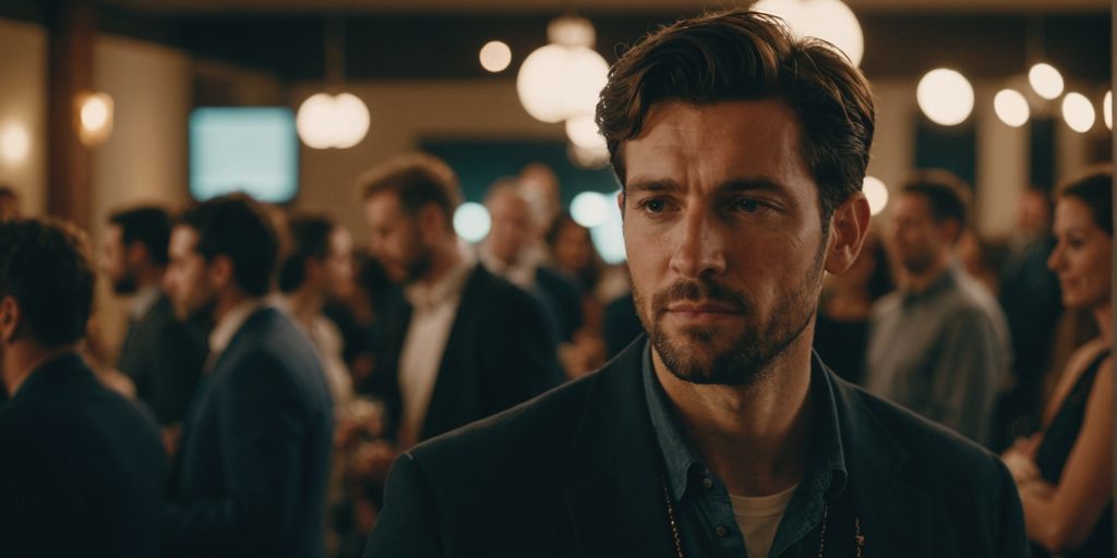 Individual asserting personal space at a social event