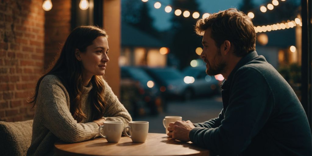 Couple discussing boundaries in a cozy room.