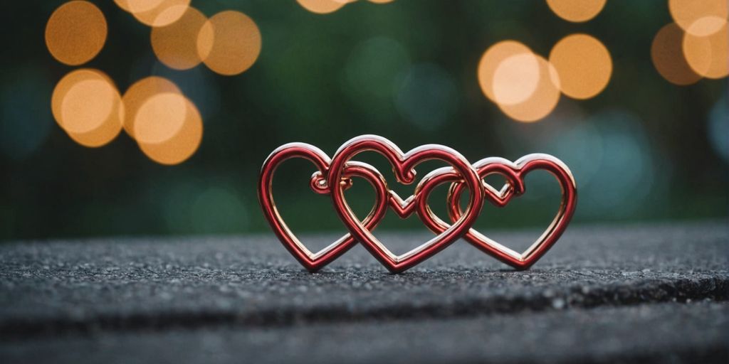 Three hearts interlocked, representing polyamorous relationships and legal issues.