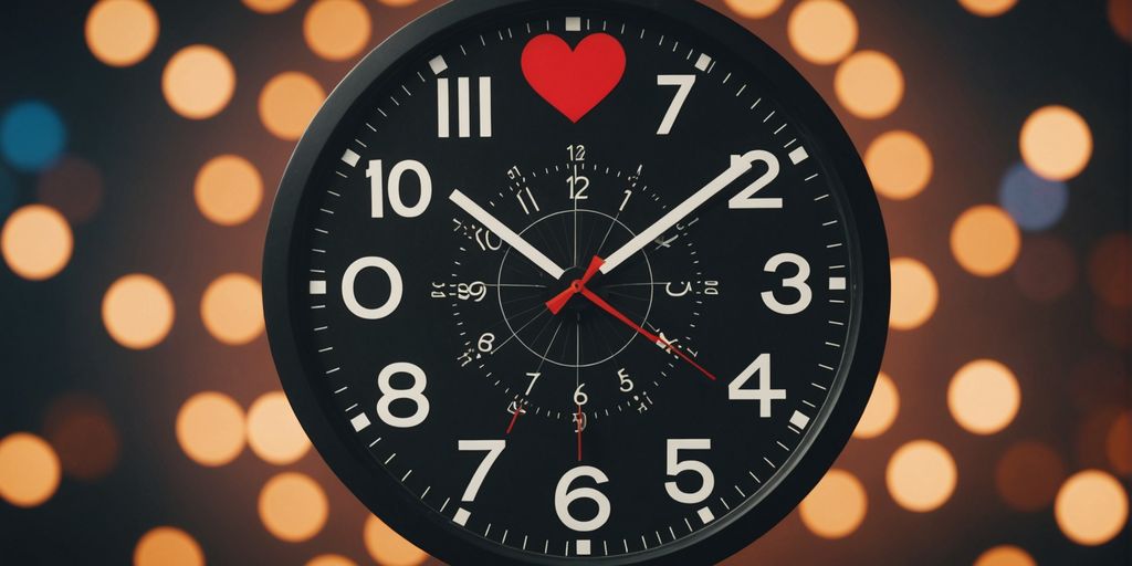 Clock with hearts symbolizing time management in polyamory.