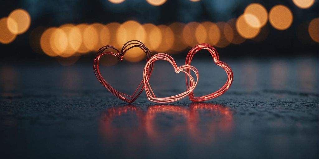 Three interconnected hearts representing polyamorous relationships.