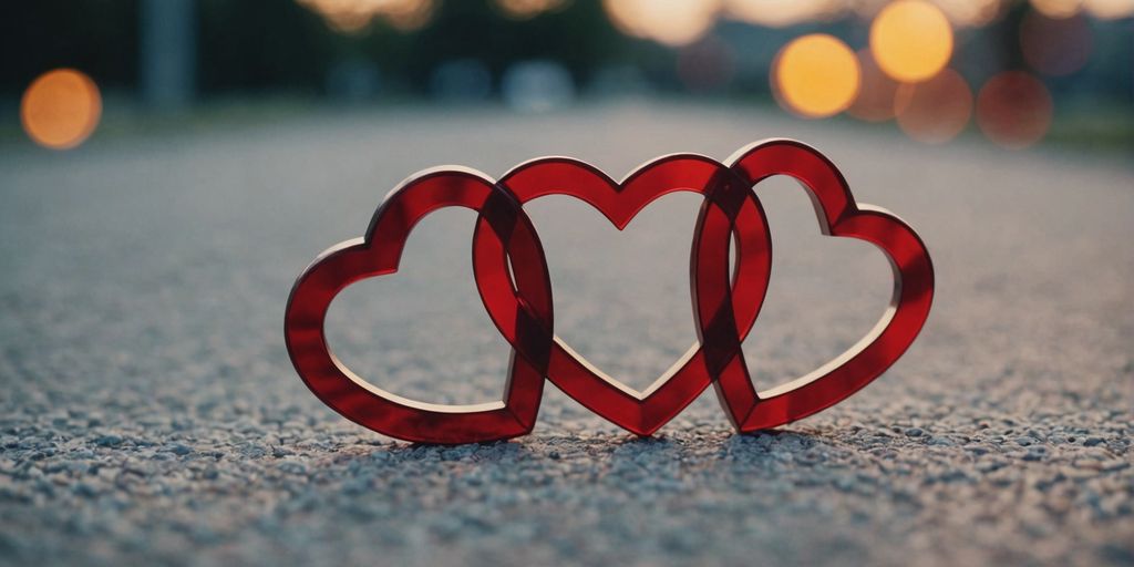 Three hearts interlinked symbolizing ethical polyamorous relationships.