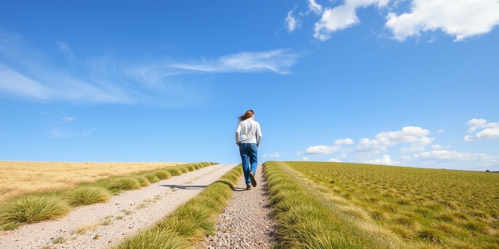 Person on path with multiple directions