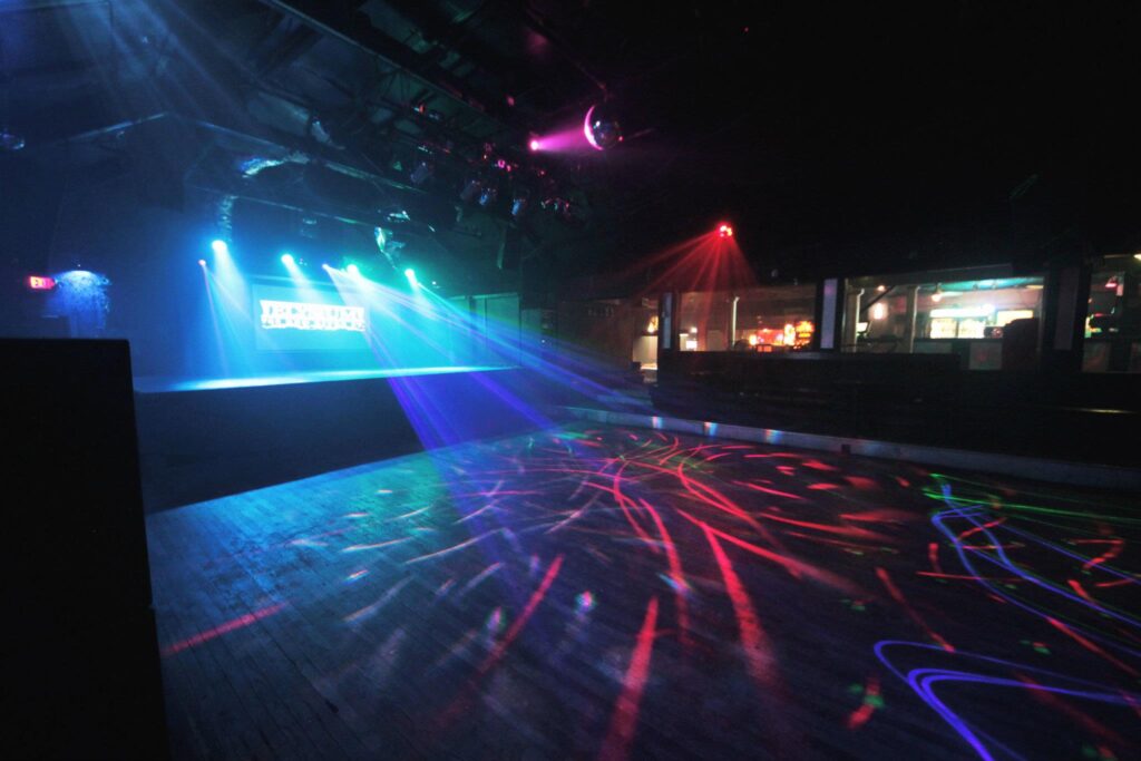 Elysium, View from music request bar at the Control/VJ Booth.