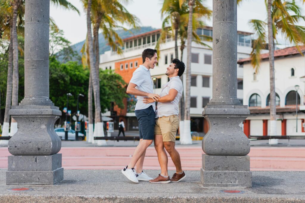 A Happy Couple Smiling at Each Other
