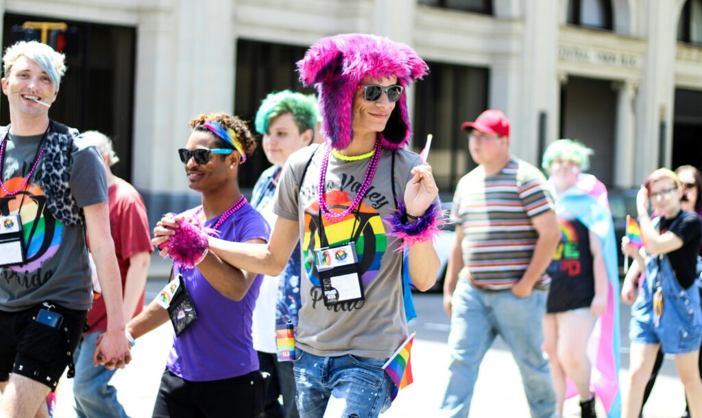A Crowd in a Pride Parade
