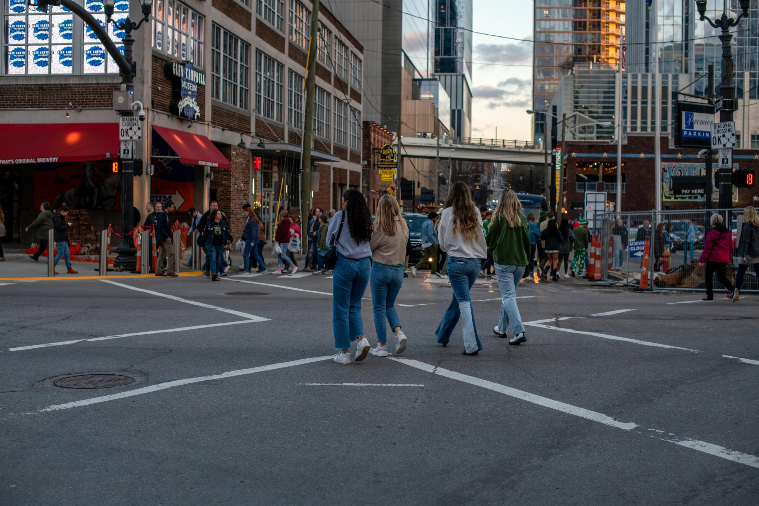 Bustling Streets of Downtown Nashville at Dusk