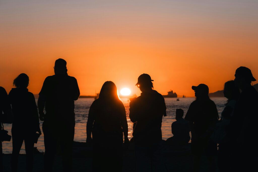 Sunset Silhouettes at Vancouver Beach
