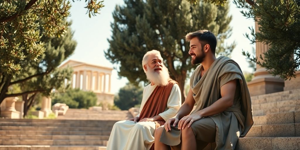 Socrates and Alcibiades in ancient Greece.