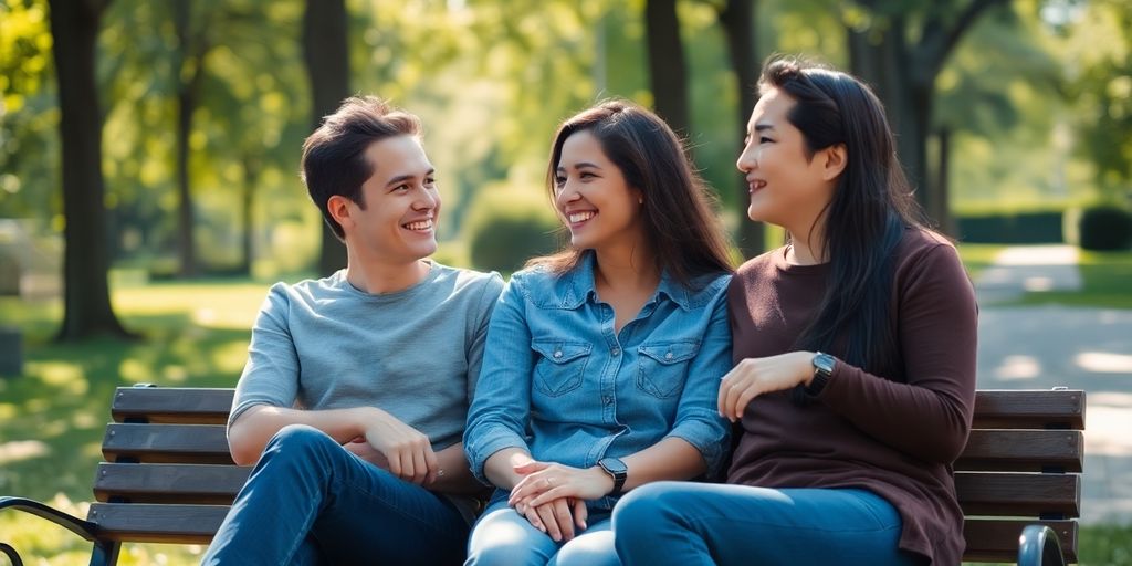 Two people smiling and enjoying each other's company.