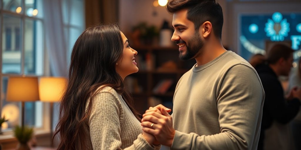 Couple sharing a tender moment of connection.