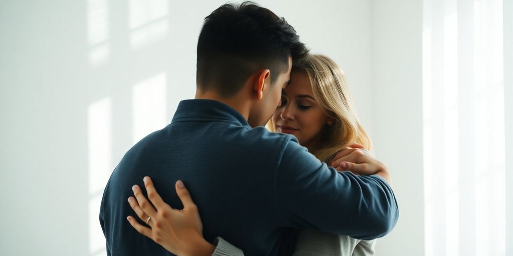 Couple sharing quiet moment amidst nature.