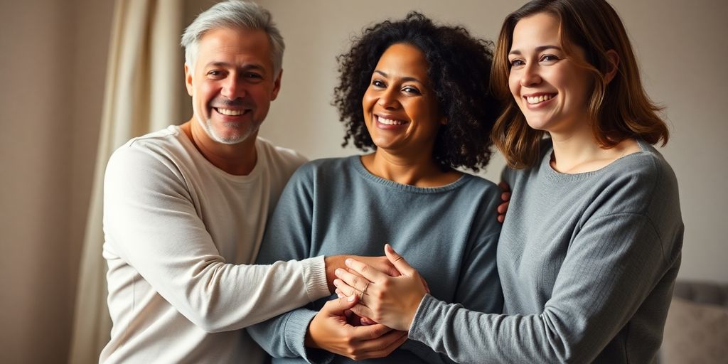 Diverse group sharing intimate connection and open communication.