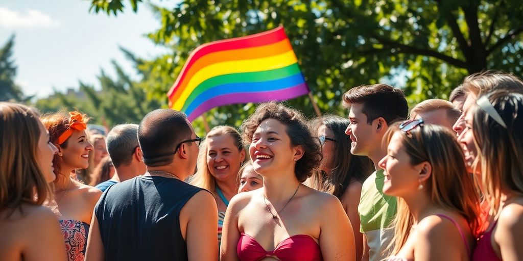 Diverse individuals celebrating polysexuality with vibrant colors.