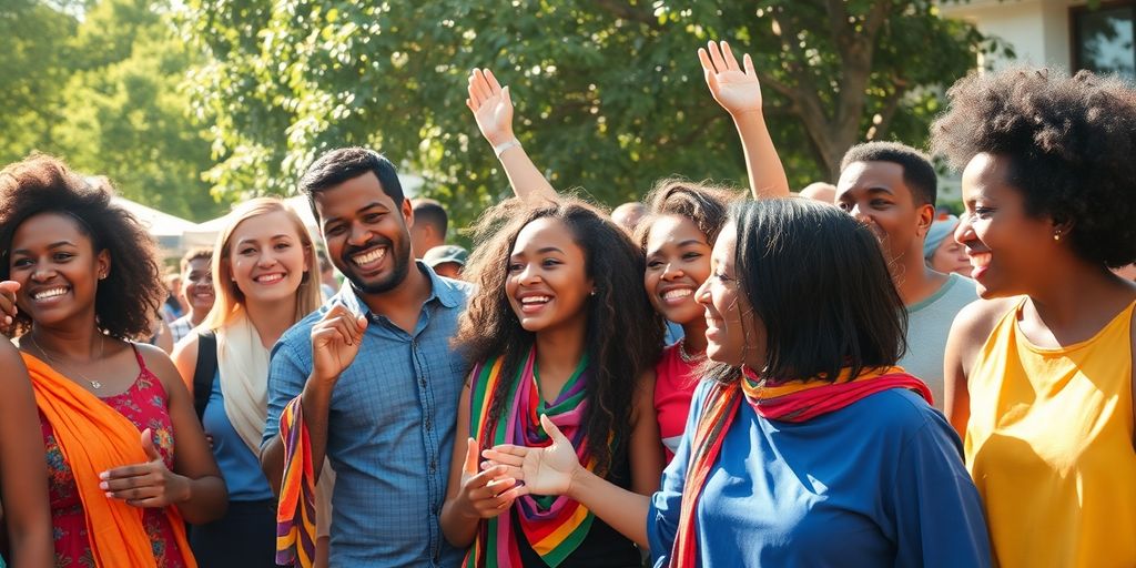 Diverse individuals celebrating polysexuality with vibrant colors.