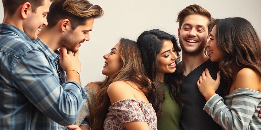 Diverse people embracing, illustrating varied attractions.