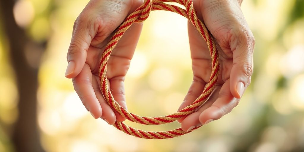 Hands, ropes, and open, intertwined circles.