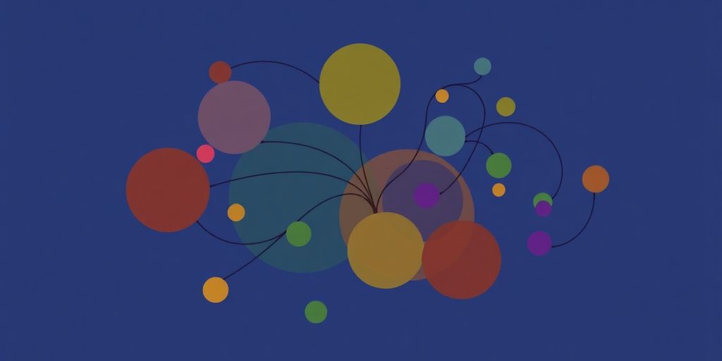 Interconnected colorful circles forming relationship structures.