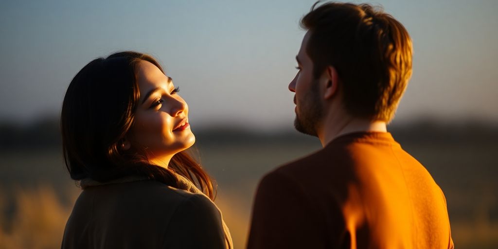 Introvert couple holding hands, comfortable silence, soft lighting.