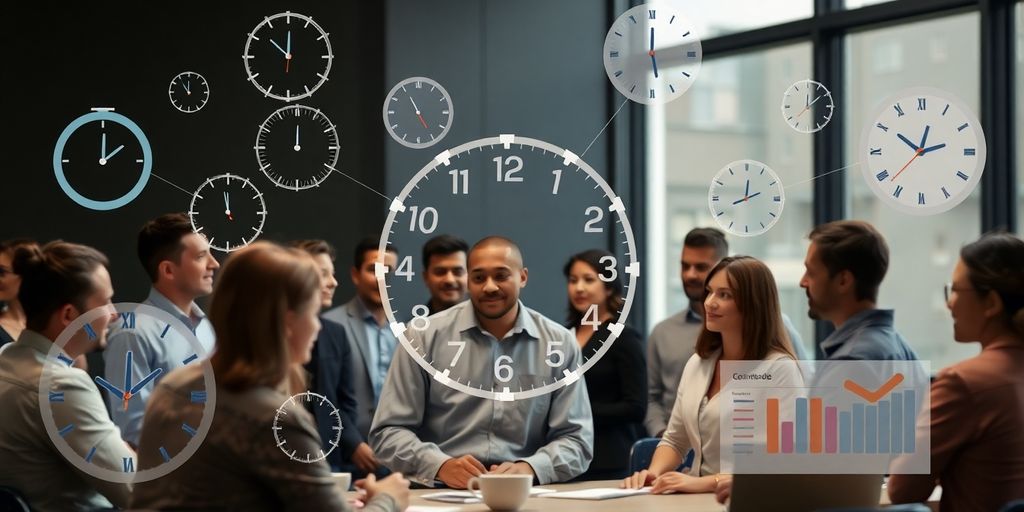 Partners collaborating amidst organized schedule elements.