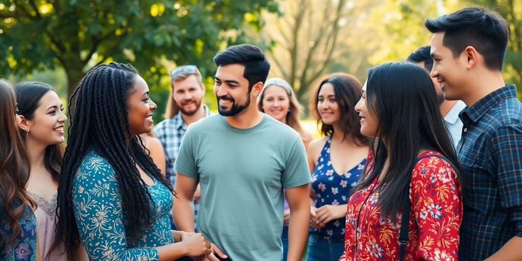 People connecting with diverse expressions.