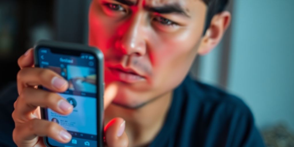 Person cautiously navigating online dating.