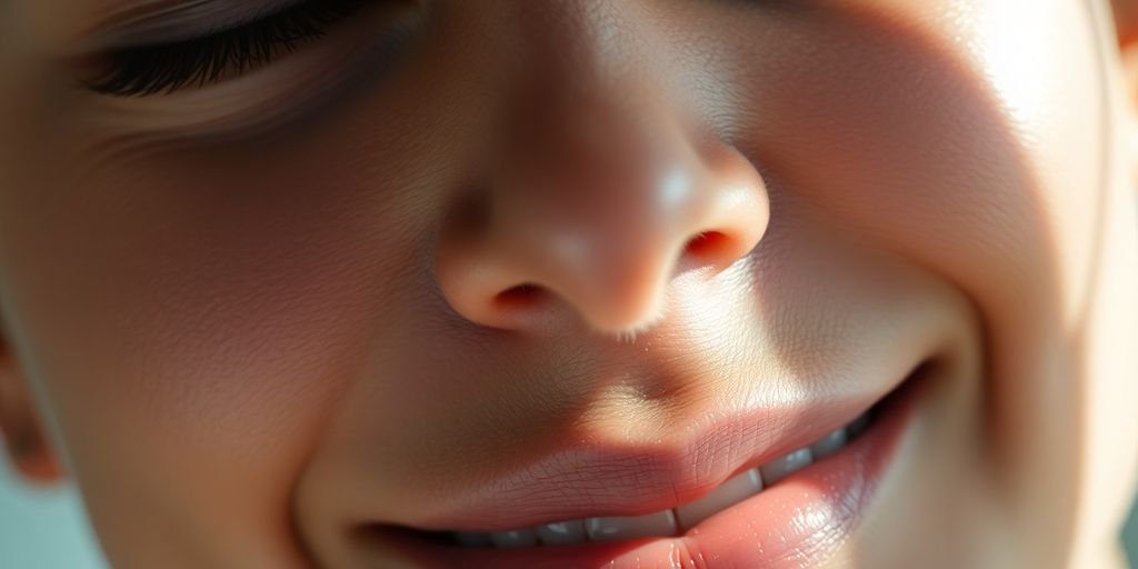 Person relaxing, gentle light, peaceful expression.