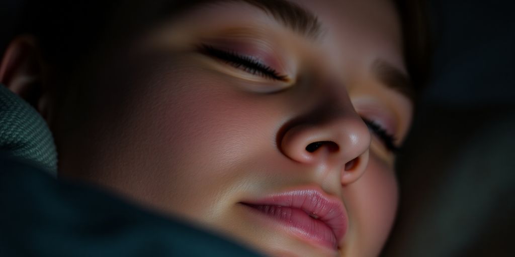 Person relaxing, soft warm light