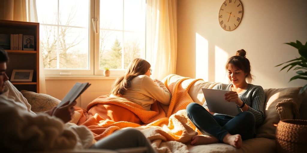 Person relaxing with multiple partners.