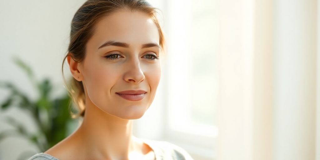 Serene person, gentle light, personal peace, self-care