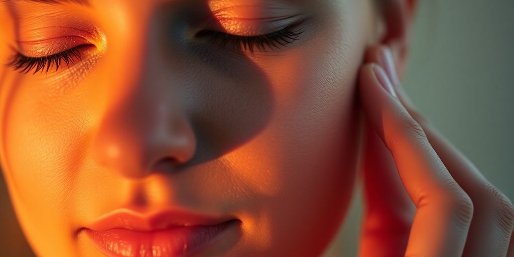 Soft light, peaceful expression, gentle touch, serene.