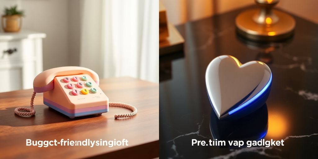 Split photo of a simple plastic toy and metallic gadget.