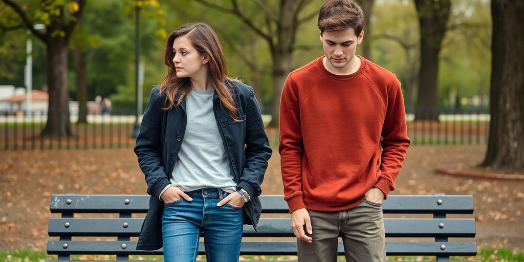 Two friends drifting apart, looking away from each other.