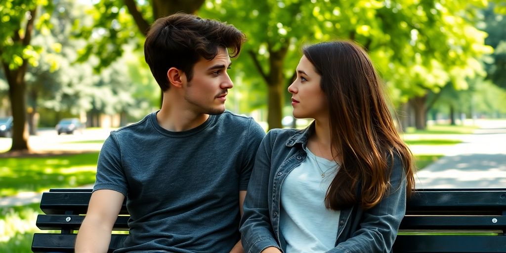 Two friends sitting on a park bench