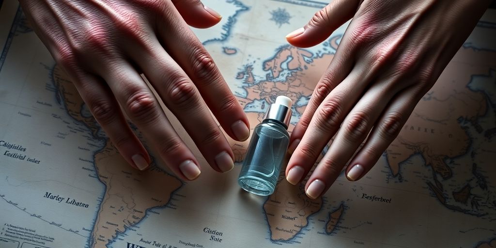Two hands connect over a map with lube.