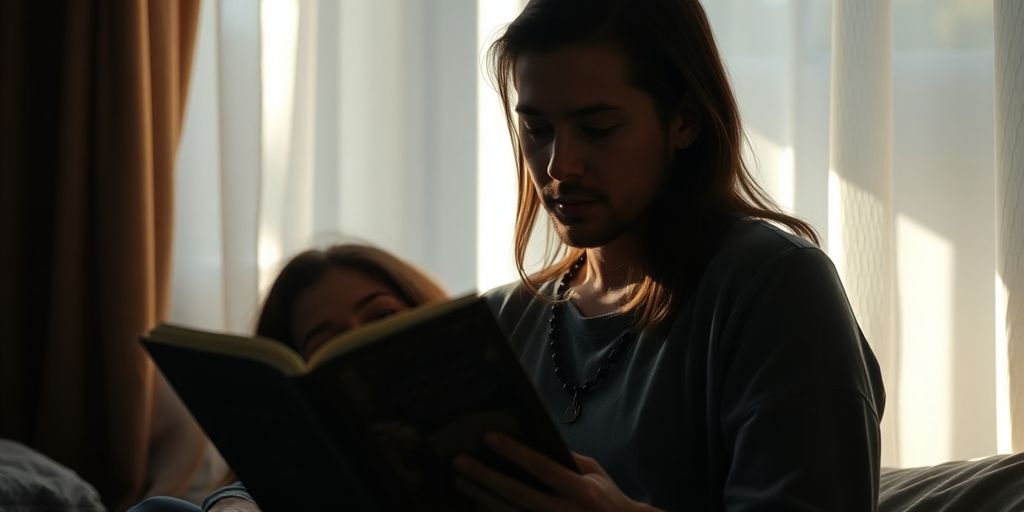 Two introverted individuals sharing quiet intimacy.