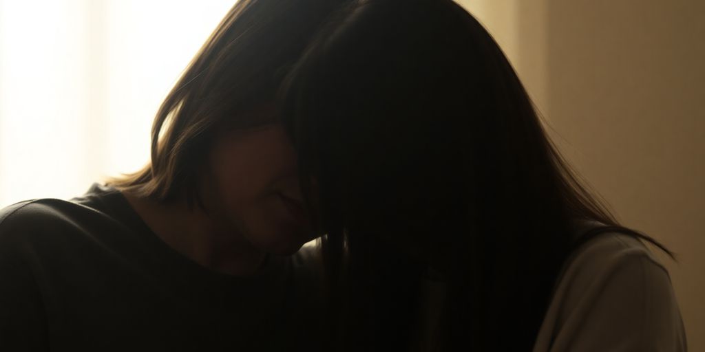 Two people connecting with soft, blurred backgrounds.