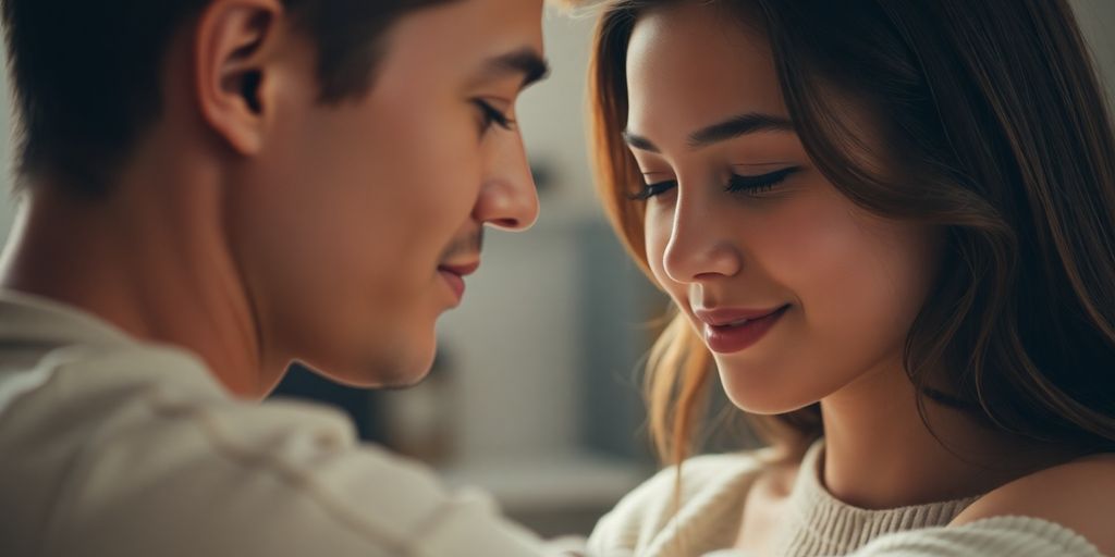 Two people connecting with subtle energy.