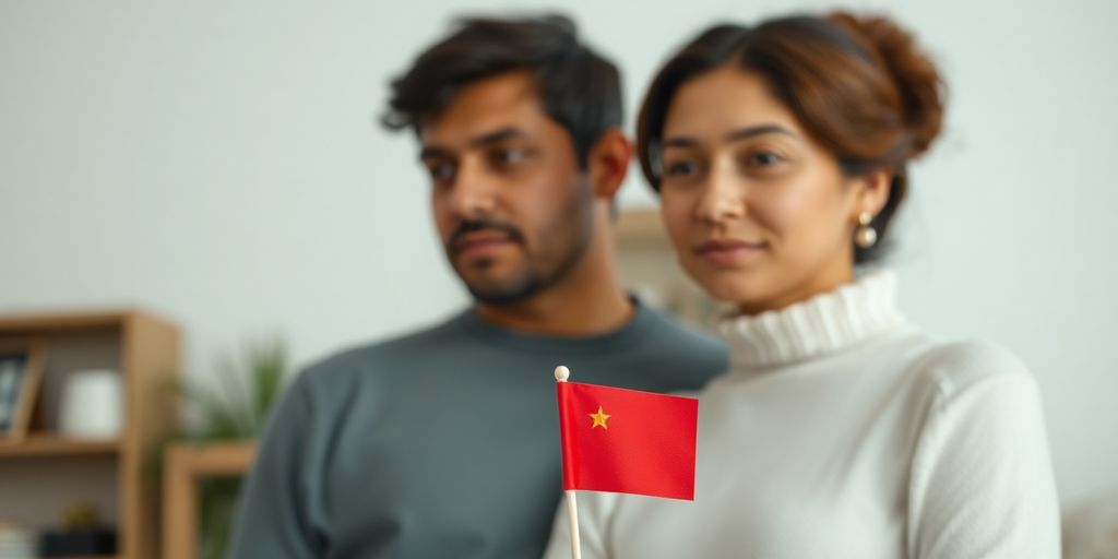 Two people, one red flag.