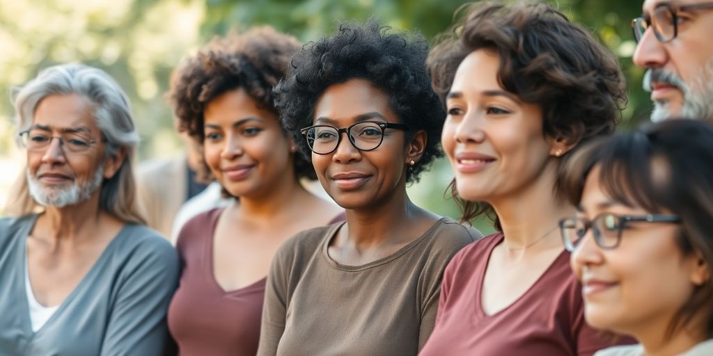 Diverse adults in harmonious, multi-partner embrace.