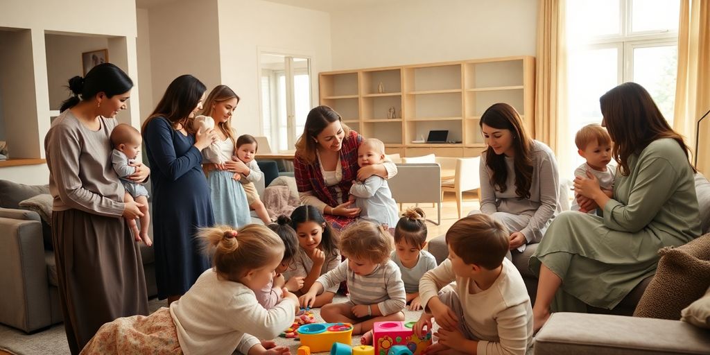 Families with multiple wives and children in a home.
