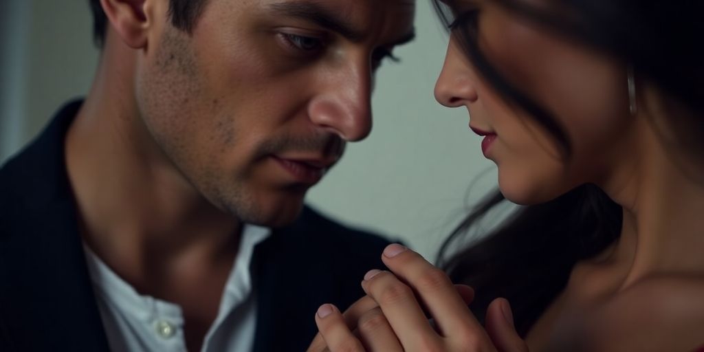 Couple discussing consent before a threesome.