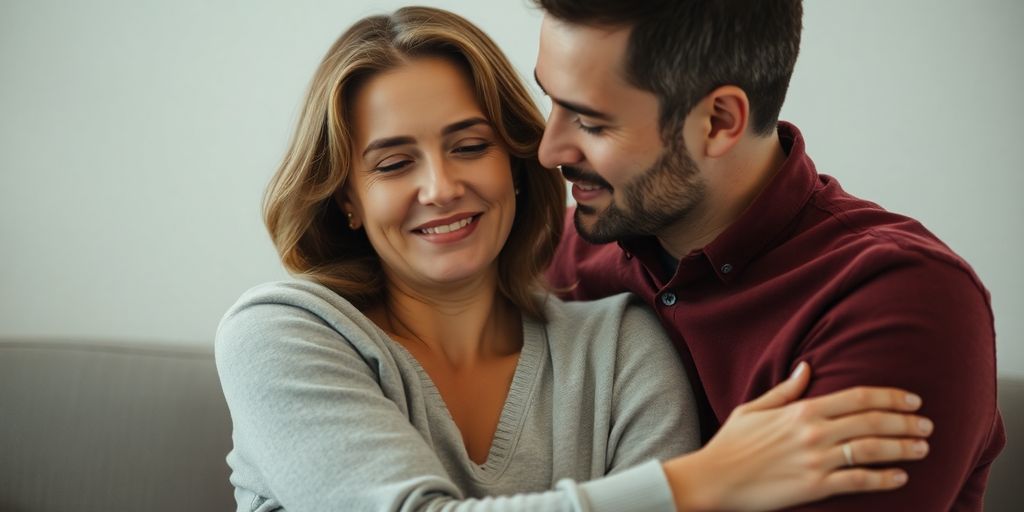 Couple embracing intimately after a shared experience.