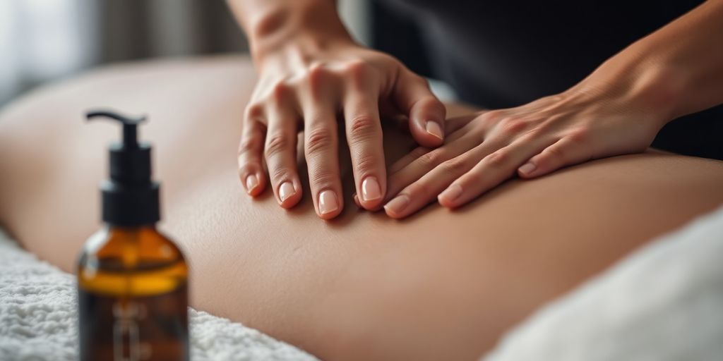 Couple enjoying a sensual massage with oil.