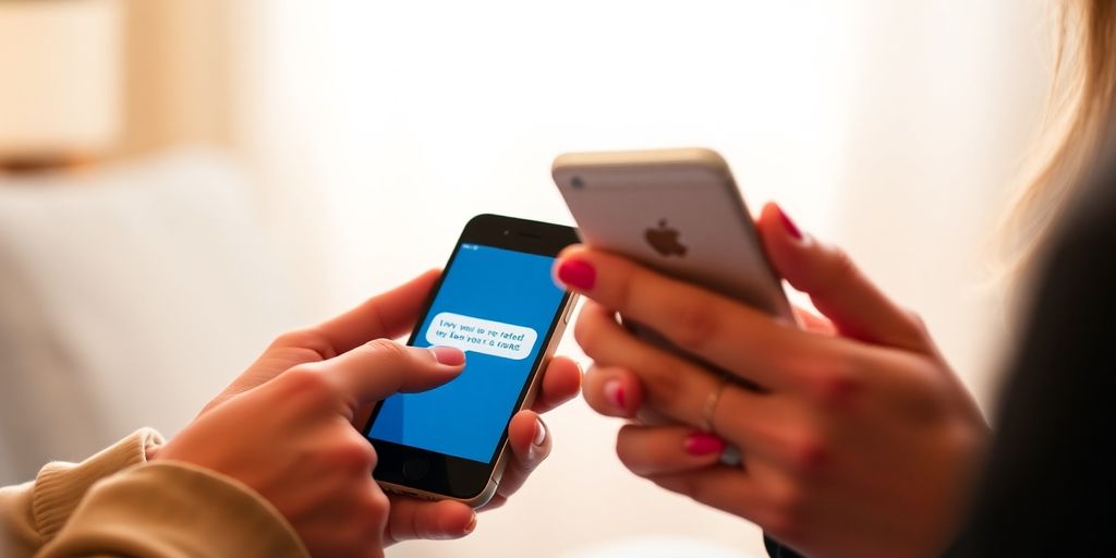 Couple exchanging playful texts.