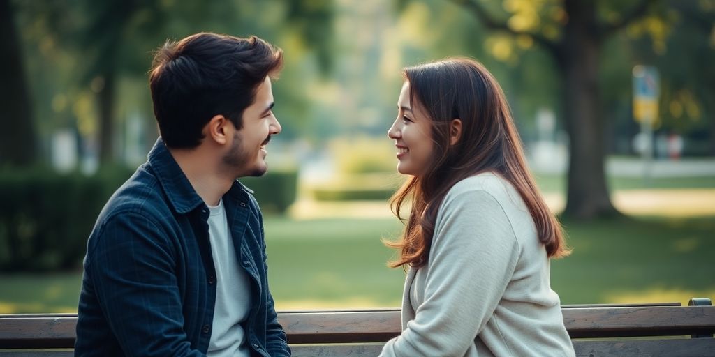Couple in a park on a date.