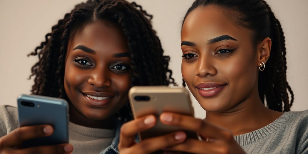Couple intimately texting on glowing phone screens.