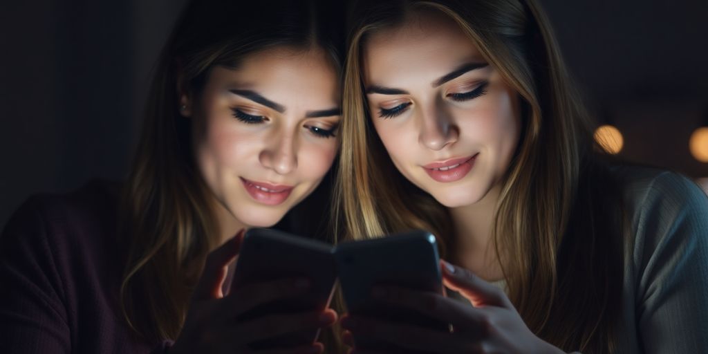 Couple sharing intimate digital messages.