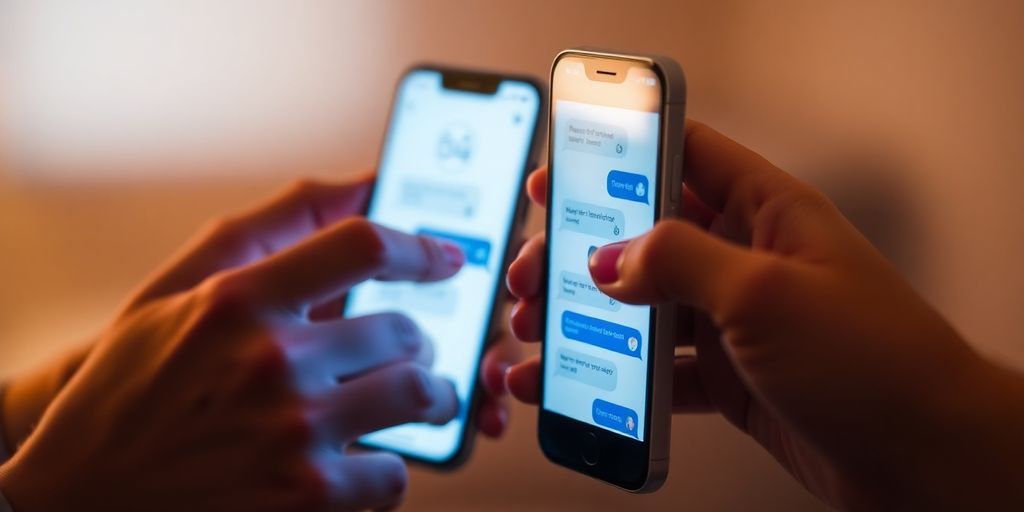 Couple sharing intimate digital messages